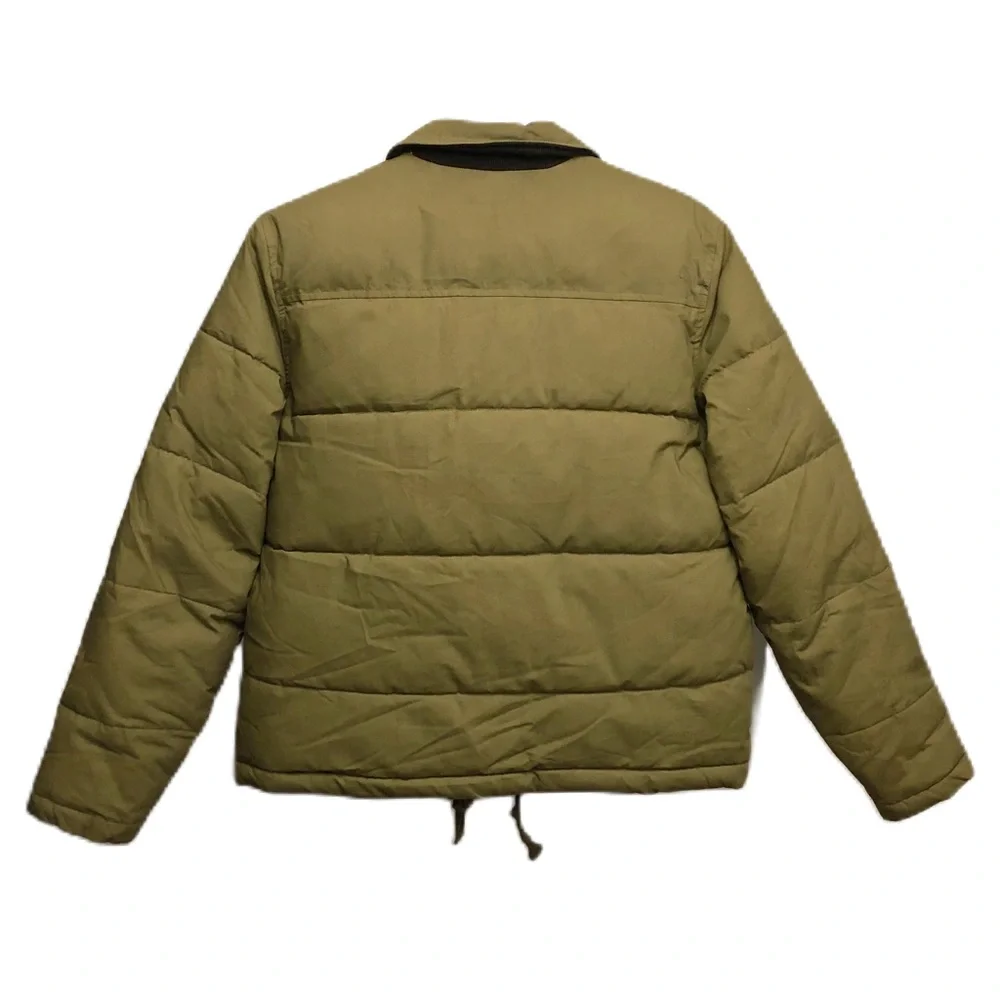 Alex Mill Womens Quilted Cropped Puffer Jacket Corduroy Barn Coat Cotton Green S - Picture 4 of 9